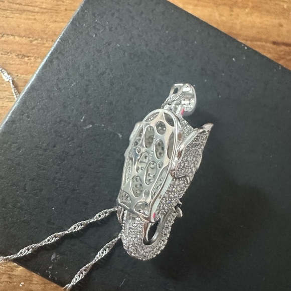 Silver and Green Elephant Pendant Necklace - Picture 3 of 3